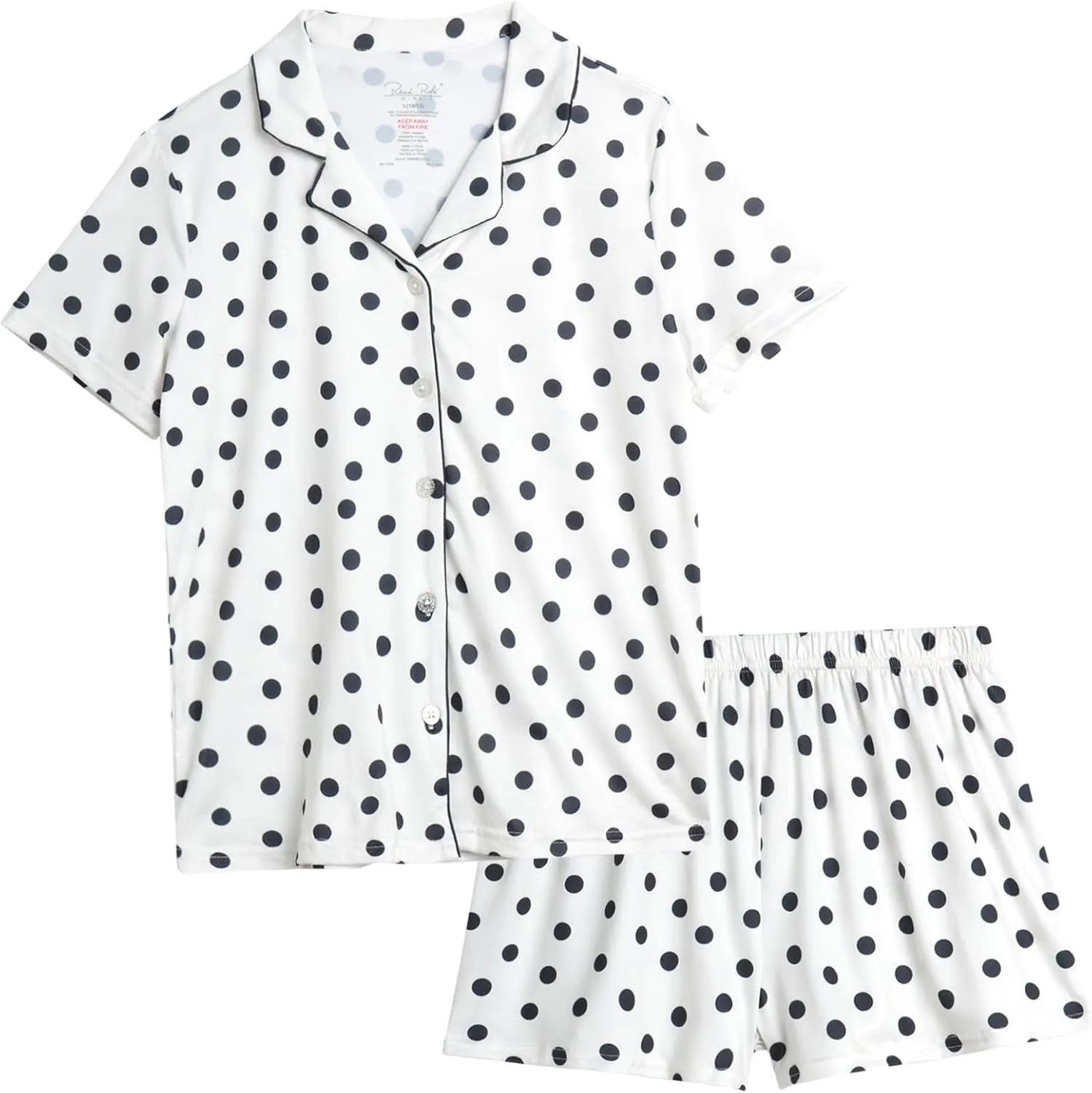 Rene Rofe Girls' Pajama Set - 2 Piece Button Down Sleep Shirt and Lounge Shorts - Sleepwear Set for Girls (4-12)