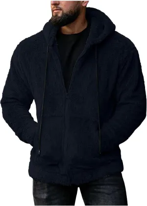 Sherpa Fleece Hoodies for Men Full Zip Hoodie Winter Sweatshirt Fleece Hood Lined Warm Jacket Mens Hooded Active Jackets