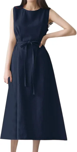 Short Sleeve Floral Dress Comfy Midi Dresss Summer Crewneck Tie Waist Solid Beach Tank Dress Long Dresses Spring