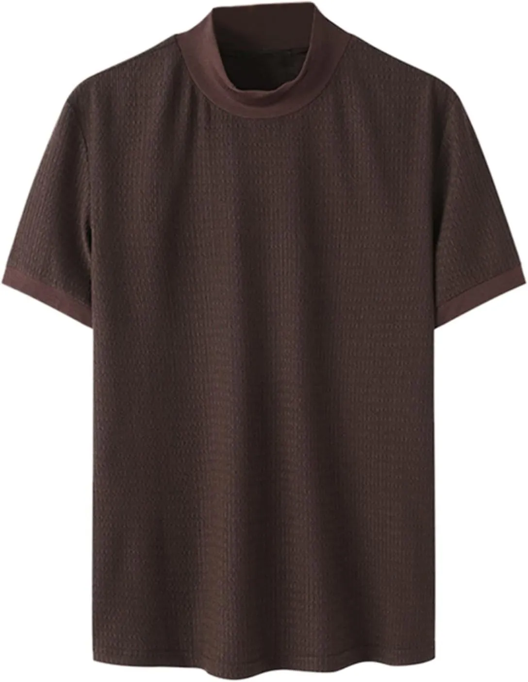 Short Sleeve Turtleneck Men Fall Thermal High Collar Pullover Solid Tops Casual Turtleneck Mock Neck Slim T Shirt