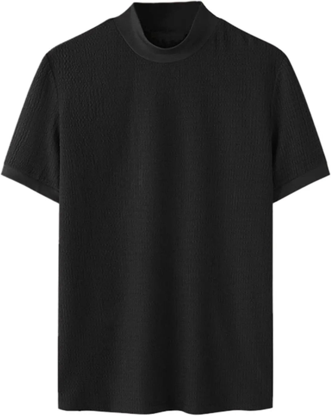 Short Sleeve Turtleneck Men Fall Thermal High Collar Pullover Solid Tops Casual Turtleneck Mock Neck Slim T Shirt