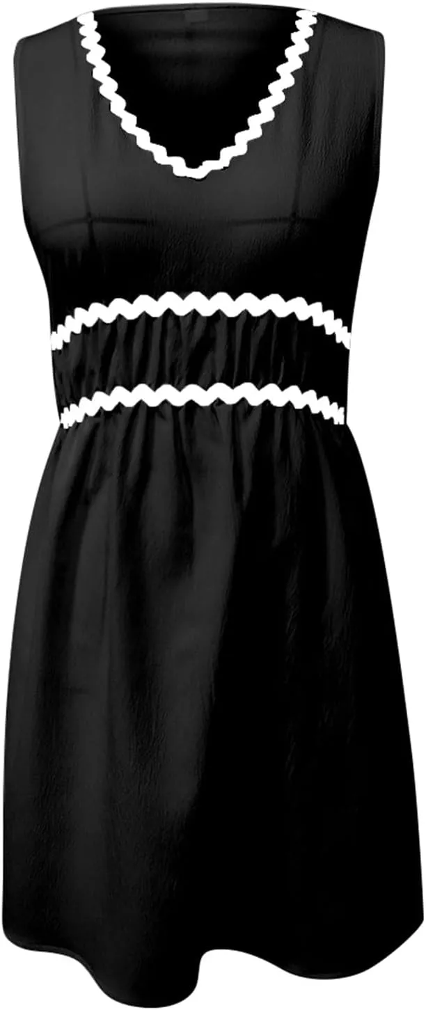 Short Sun Dresses Women Summer Holiday Deep V Neck Sleeveless Elastic Waist A Line Corset Dress Sexy Spring Break Clothes