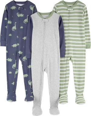 Simple Joys by Carter's baby-boys 3-pack Snug Fit Footed Cotton Pajamas