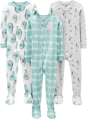 Simple Joys by Carter's baby-boys 3-pack Snug Fit Footed Cotton Pajamas