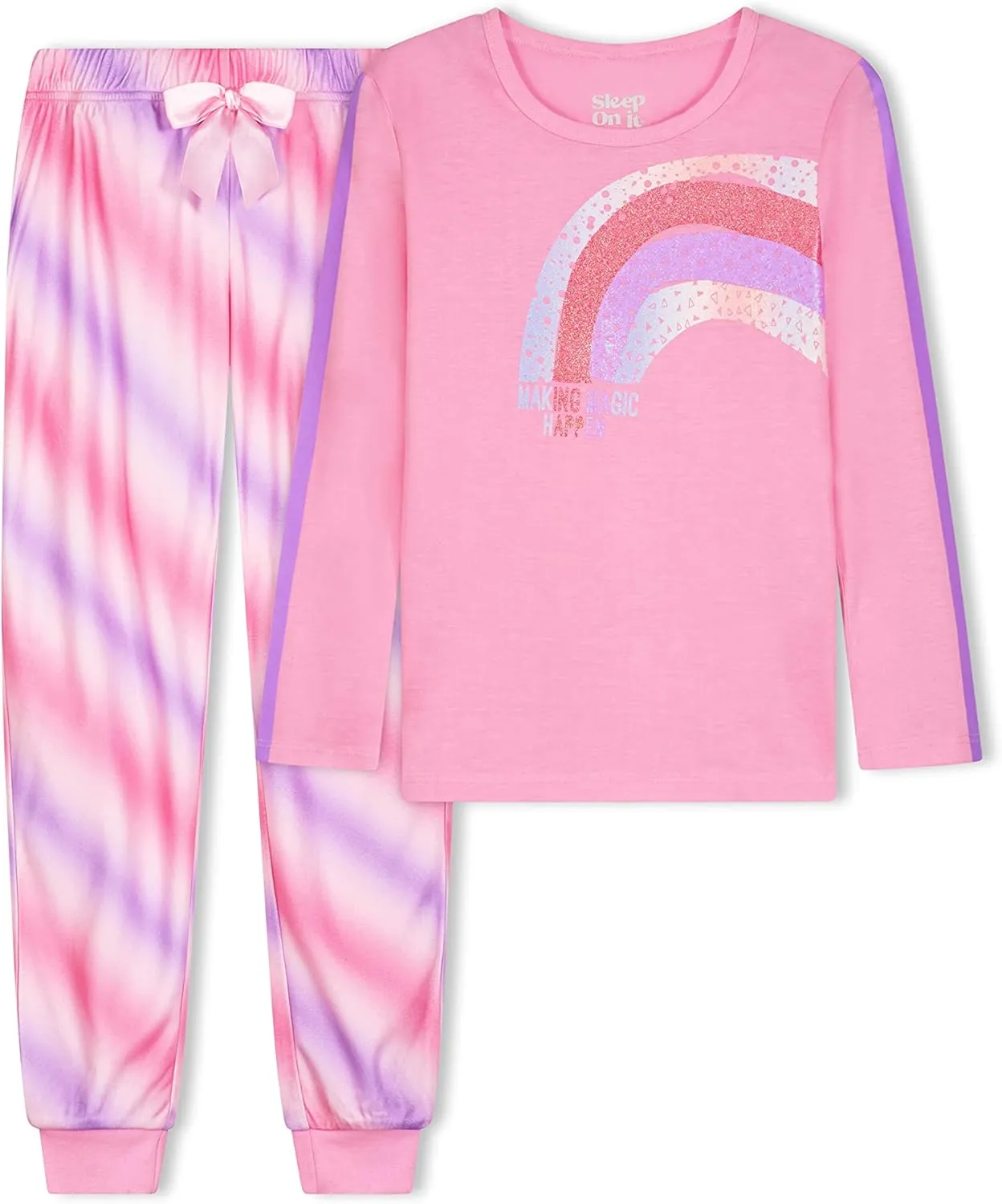 Sleep On It Girls Pajama Set Long Sleeve Shirts & Fleece Sleep Pants Kids Sleepwear Soft & Cozy Pajamas for Girls Sizes 4-14