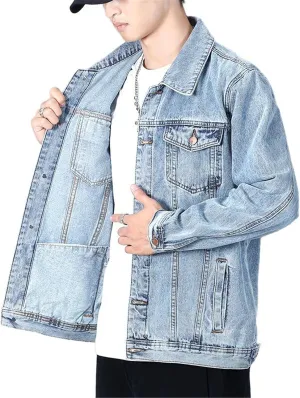 Slim Fit Black Denim Jacket Men's Casual Workwear Coat