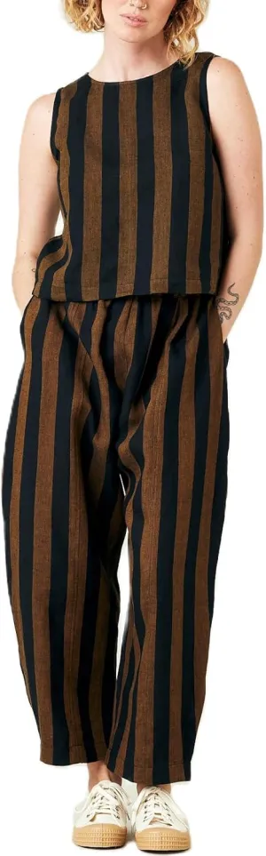 Striped 2 Piece Lounge Pants Sets for Women Y2k Gingham Outfits Sleeveless Tank Top and Wide Leg Barrel Pants Suits