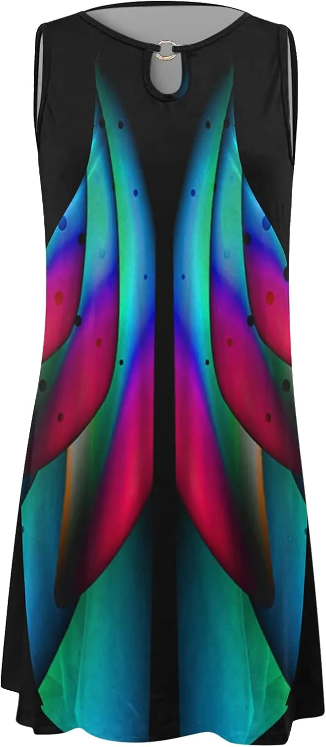 Summer Beach Dresses for Women 2025 Floral Print Vacation Casual Loose Tank Sundress, Boho Cruise Wear Tshirt Dress
