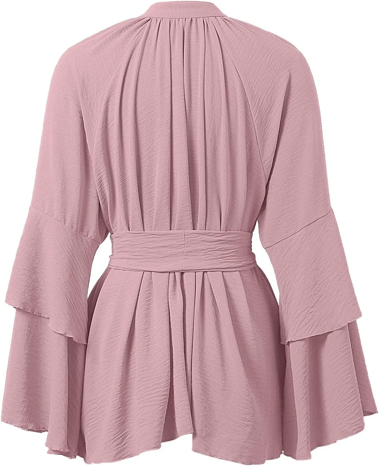 Summer Church Dresses for Women Cute Flowy Tiered Long Sleeve Tie Belt Shirt Mini Dress Petite Evening Party Beach Cover Ups