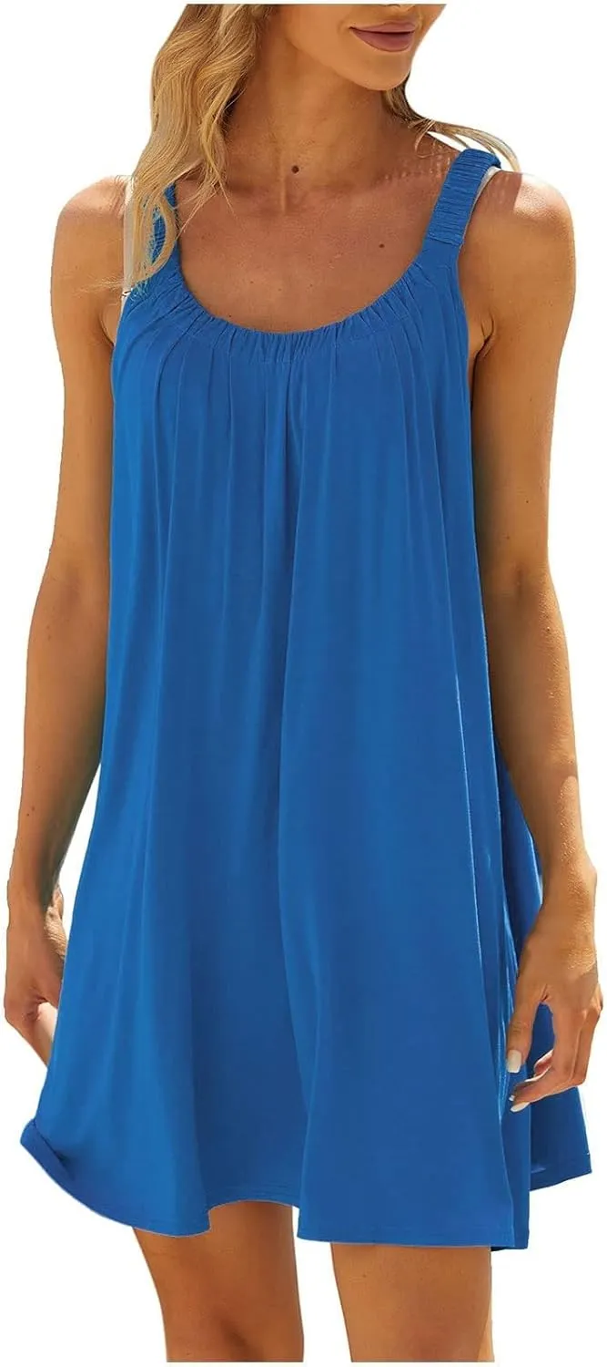 Summer Dresses for Women 2025 Beach Sleeveless Tank Short Dress Beachwear Casual Vacation Trendy Dress Sundresses