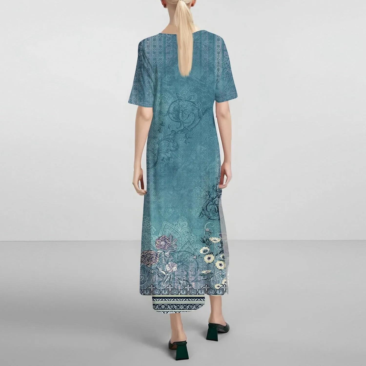 Summer Dresses for Women 2025 Beach Vacation Spring Clothes Short Sleeve Round Neck Maxi Dresses