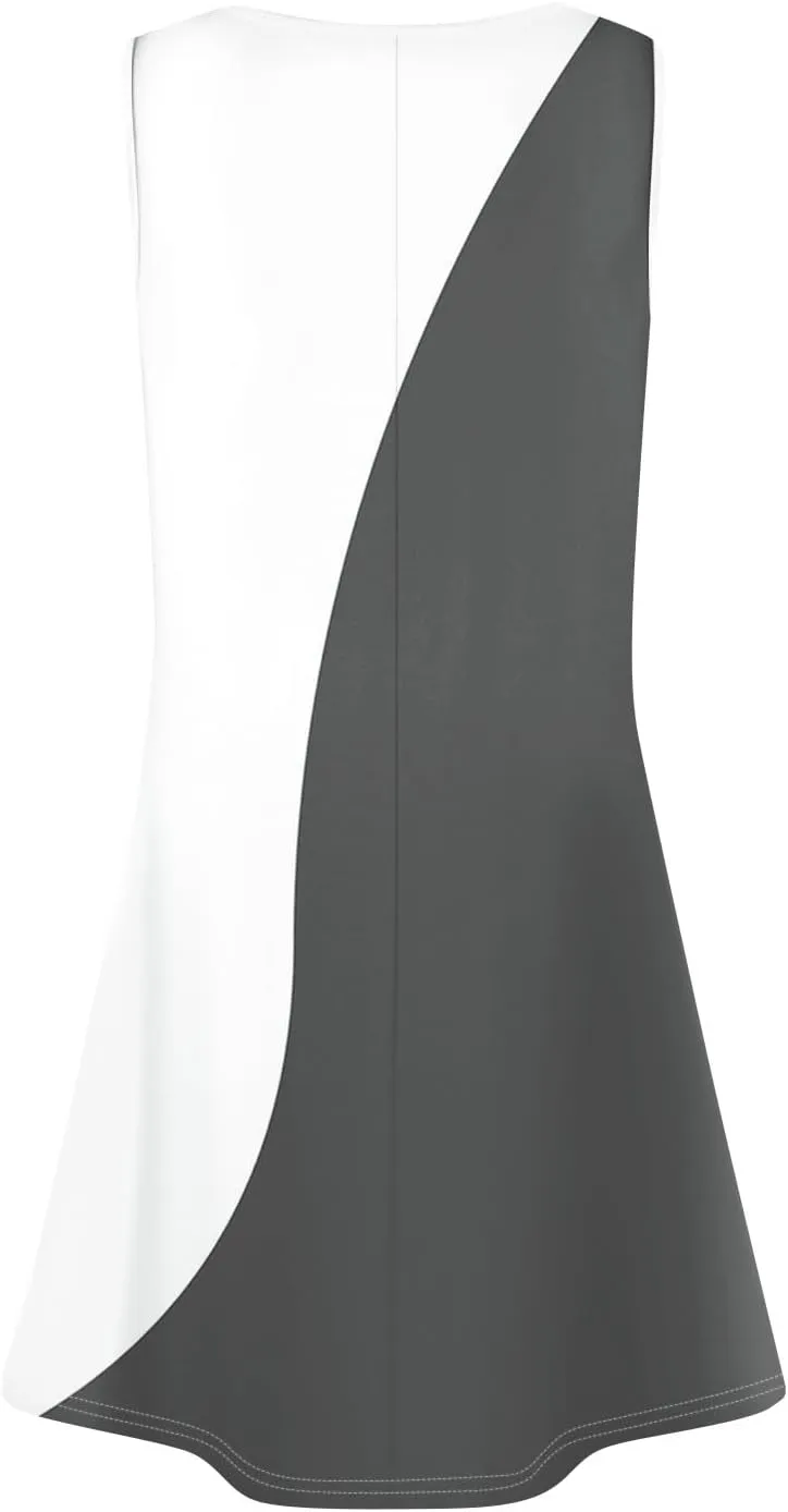 Summer Dresses for Women 2025 Casual Crewneck Sleeveless Tunic Dress Color Block Pleated Flowy Sundress with Pockets