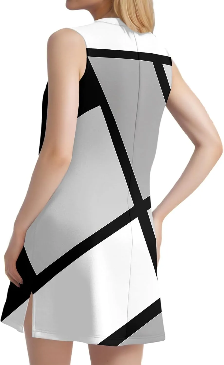 Summer Dresses for Women 2025 Casual V Neck Sleeveless Sundresses Color Block Printed Tank Beach Dresses with Split