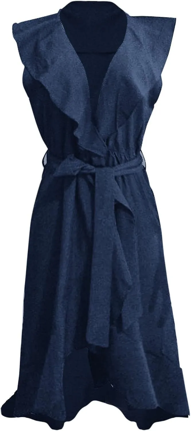 Summer Dresses for Women 2025,Wrap Midi Plain Simple Dress Boho Deep V Neck Short Sleeve Ruffle Hem Split Beach Dresses