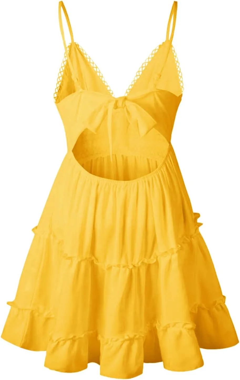 Summer Dresses for Women V Neck Spaghetti Strap Crisscross Backless Dress Flowy Swing A-Line Mini Sundresses