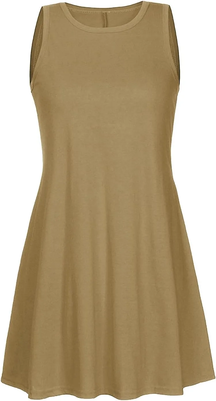 Summer Tank Dresses for Women Casual Loose Sleeveless Swing T-Shirt Dress Beach Swimsuit Cover Ups for Sleepwear