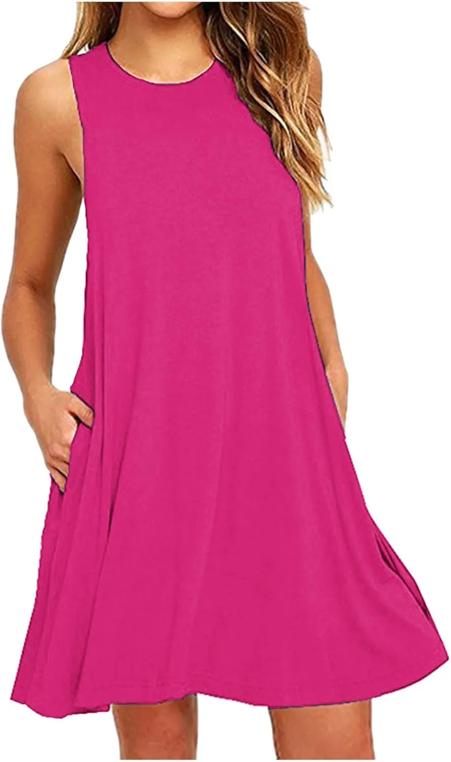 Summer Tank Dresses for Women Casual Loose Sleeveless Swing T-Shirt Dress Beach Swimsuit Cover Ups for Sleepwear