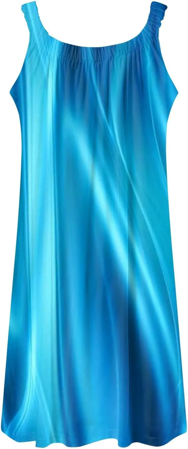 Sundresses for Women 2025 Summer Casual Gradient Print Sleeveless Crew Neck Dresses Boho Flowy Tank Dress