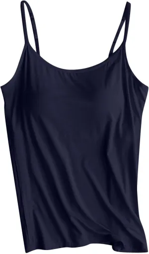 Tank Tops for Women 2025 Trendy Built in Shelf Bra Camisole Spaghetti Strap Summer Top Slim Fit Sleeveless Shirts