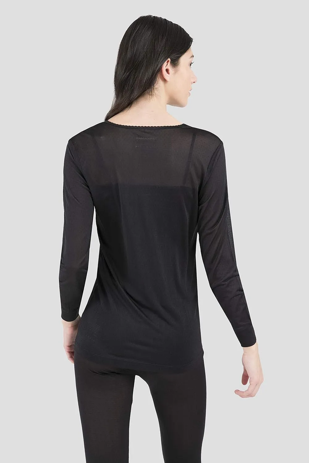 Terramar Women's 100% Silk Thermasilk Pointelle Scoop Shirt Baselayer