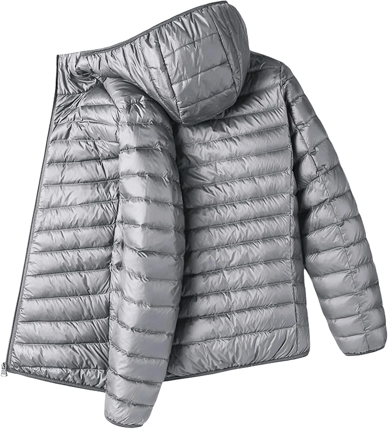 Thatrich Mens Hooded Winter Jacket Oversized Lightweight Puffer Jacket Quilted Down Coat Outdoor Overcoat Warm Outwear Coats