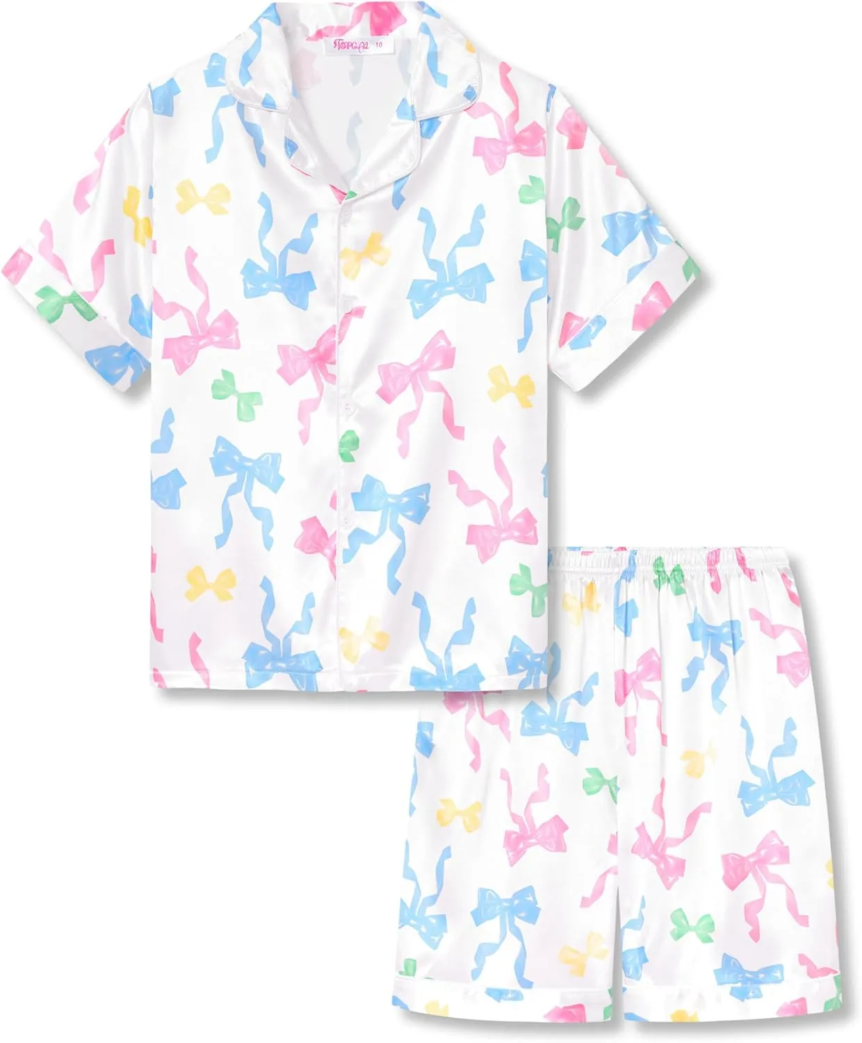 Topgal Satin Pajamas for Girls Coat Style Unicorn & Cat Silky Button Down PJ Set Size 6-16