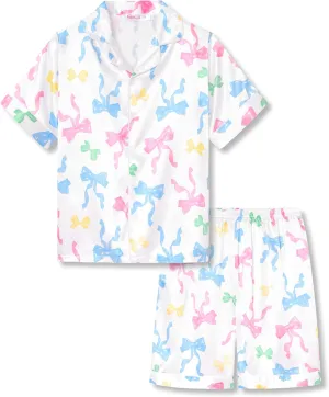 Topgal Satin Pajamas for Girls Coat Style Unicorn & Cat Silky Button Down PJ Set Size 6-16