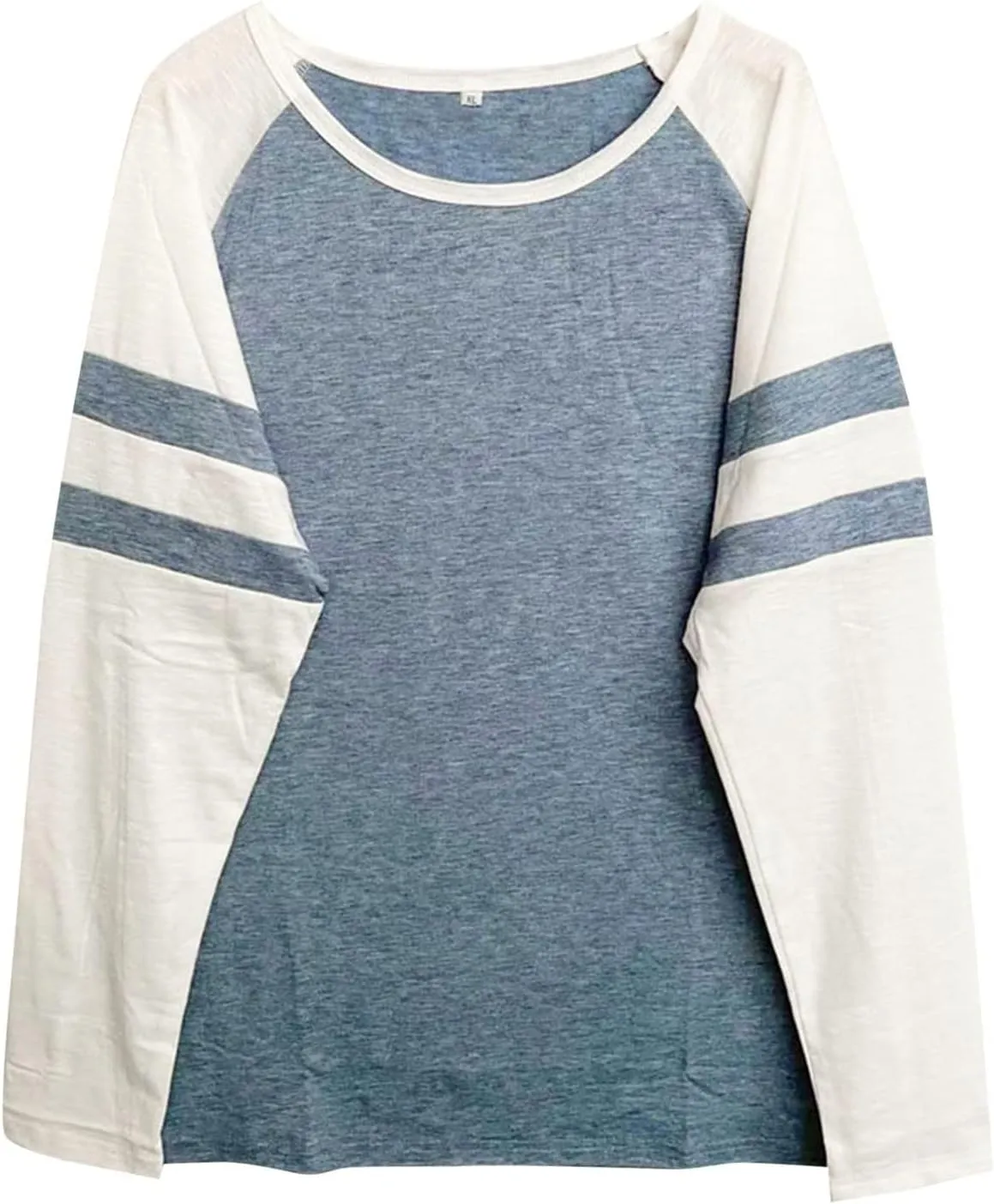 Tops Striped Long Sleeve Shirts for Women Color Block Baseball T-Shirt Crewneck Tops Casual Loose Tees