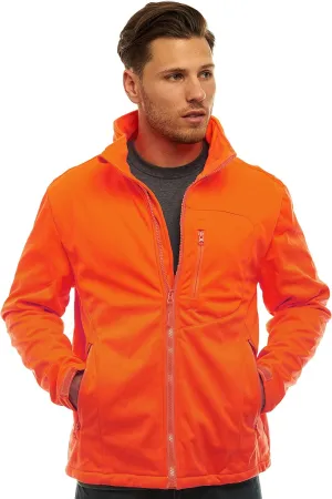 TrailCrest Men's Blaze Orange Fleece Waterproof Softshell Jacket-Coral Fleece Lining