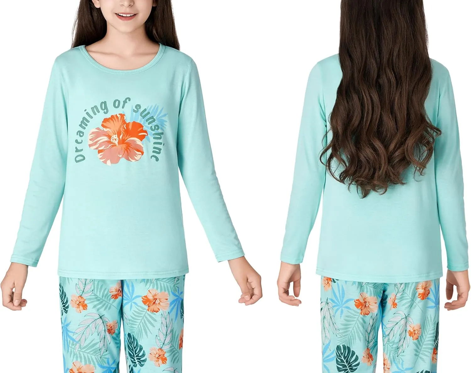 Trendy Tie Dye Spiral Pajamas for Girls 2-Piece Soft Long Sleeve & Pants PJ Set Jammies Size 6-18