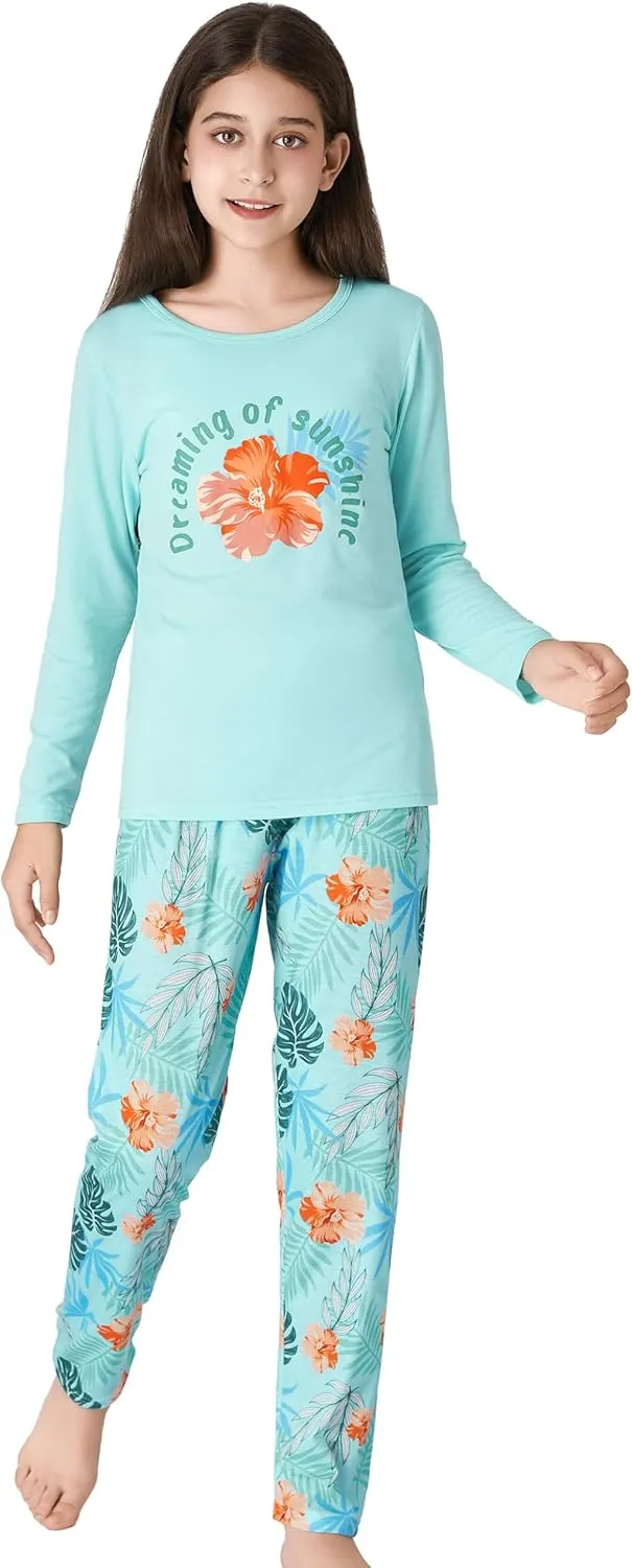 Trendy Tie Dye Spiral Pajamas for Girls 2-Piece Soft Long Sleeve & Pants PJ Set Jammies Size 6-18