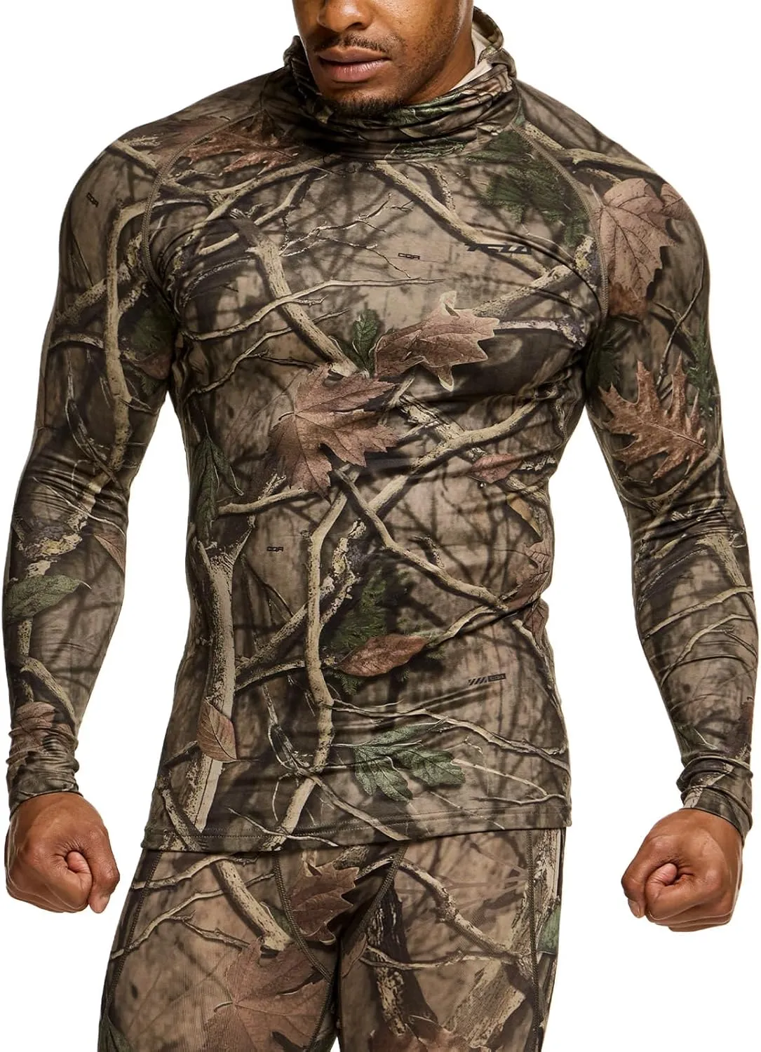 TSLA Men's Thermal Compression Shirts Hoodie with Mask, Long Sleeve Winter Sports Base Layer Top, Active Running Shirt