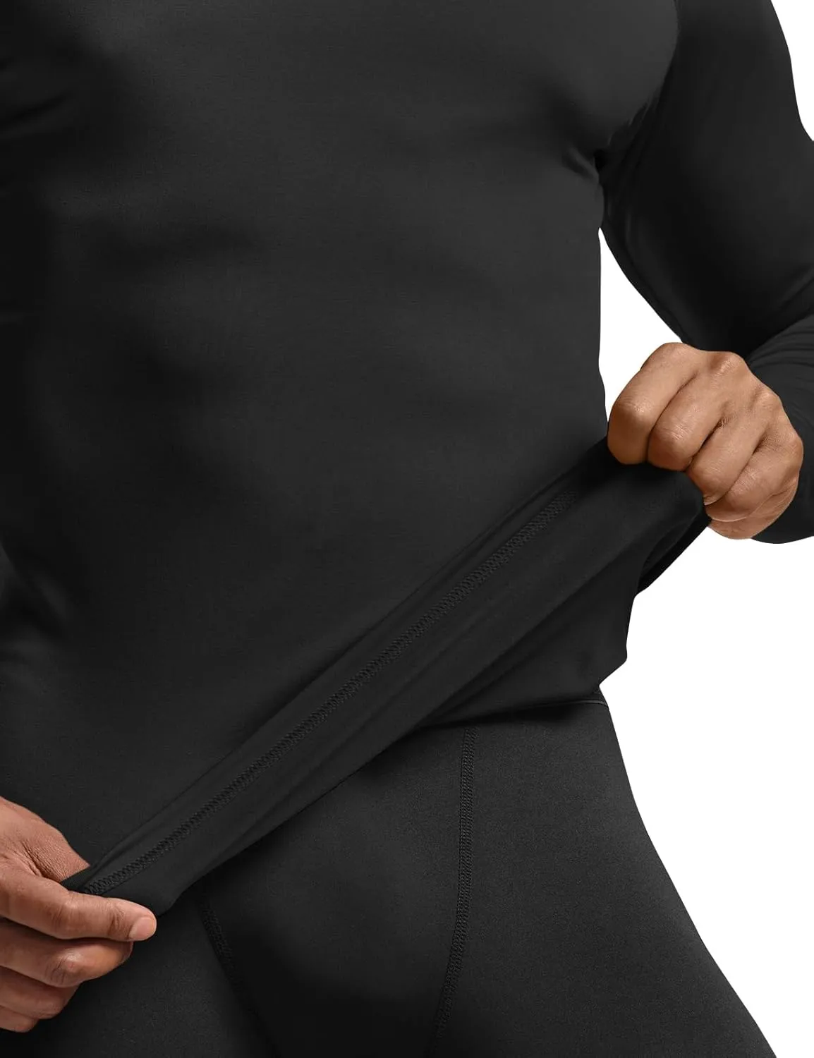 TSLA Men's Thermal Compression Shirts Hoodie with Mask, Long Sleeve Winter Sports Base Layer Top, Active Running Shirt