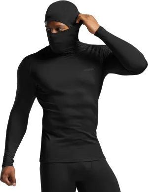 TSLA Men's Thermal Compression Shirts Hoodie with Mask, Long Sleeve Winter Sports Base Layer Top, Active Running Shirt