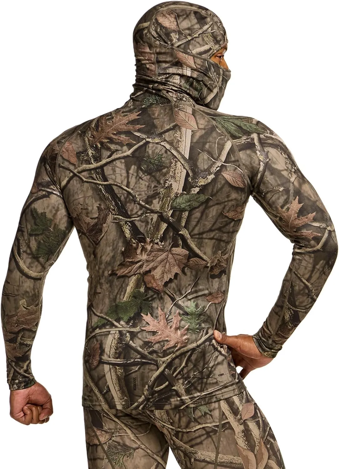 TSLA Men's Thermal Compression Shirts Hoodie with Mask, Long Sleeve Winter Sports Base Layer Top, Active Running Shirt