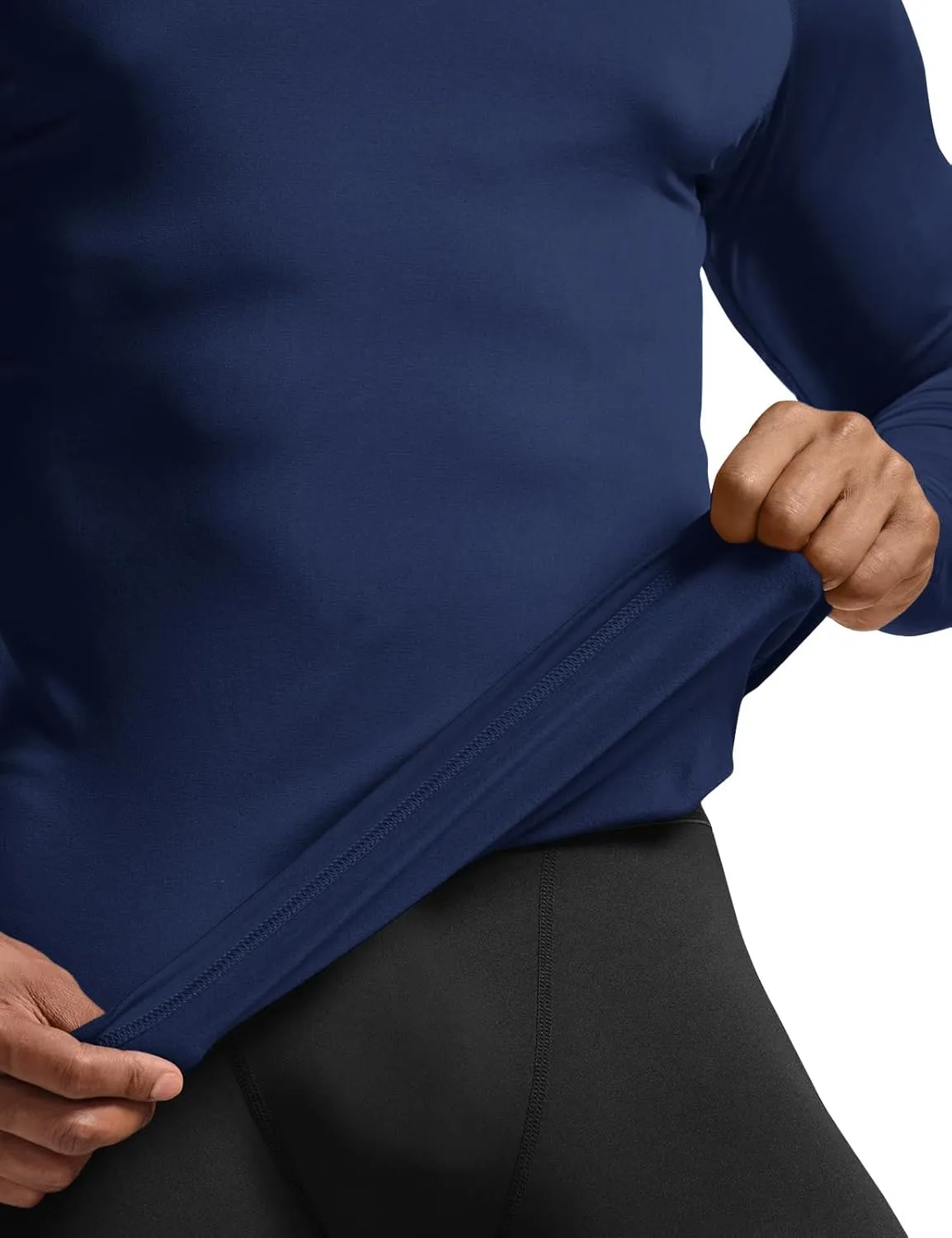 TSLA Men's Thermal Compression Shirts Hoodie with Mask, Long Sleeve Winter Sports Base Layer Top, Active Running Shirt
