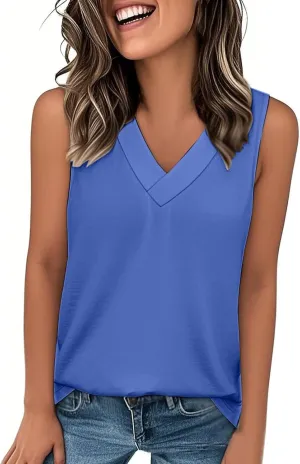 V Neck Tank Tops Women Casual Sleeveless Loose Fit Basic Fashion 2025 Summer Shirts