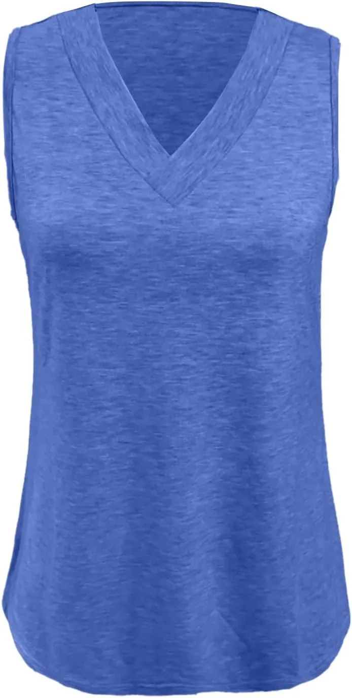 V Neck Tank Tops Women Casual Sleeveless Loose Fit Basic Fashion 2025 Summer Shirts
