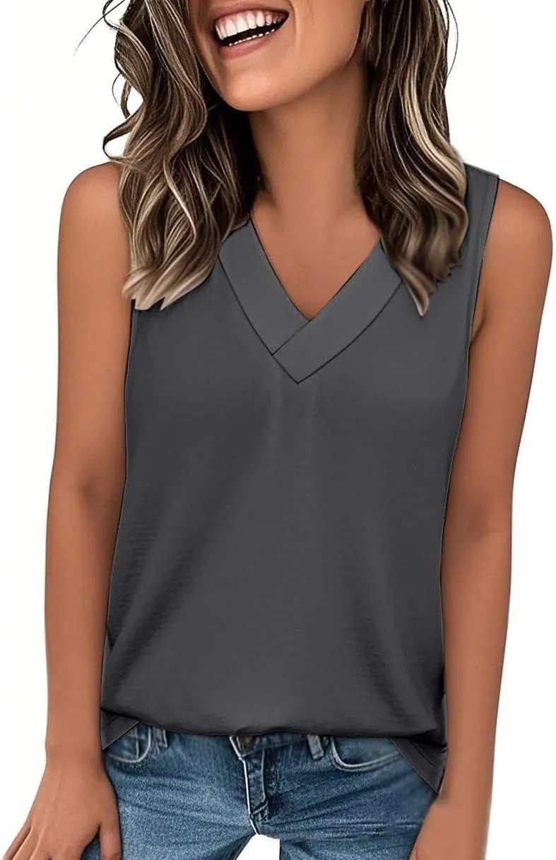 V Neck Tank Tops Women Casual Sleeveless Loose Fit Basic Fashion 2025 Summer Shirts
