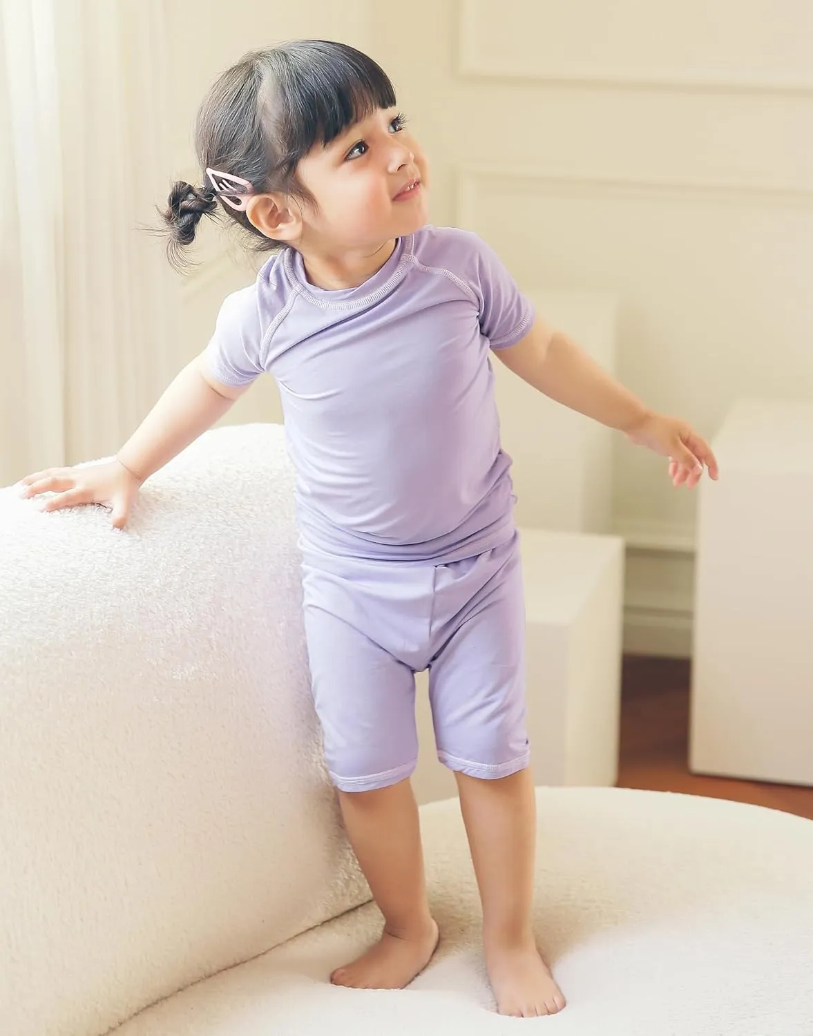 VAENAIT BABY Infant Toddler Junior Girls Boys Pajamas Pyjamas Sleepwear Set Solid Bamboo Daily Short Summer Pjs Set 6M-12Y