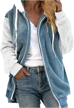 Wangxldd Ladies Fashion Casual Cardigan Sweaters Long Sleeve Zip Up Breathable Solid Hoodies Outerwear Coat Outerwear Coats