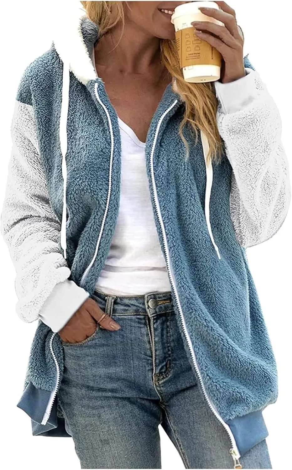 Wangxldd Ladies Fashion Casual Cardigan Sweaters Long Sleeve Zip Up Breathable Solid Hoodies Outerwear Coat Outerwear Coats