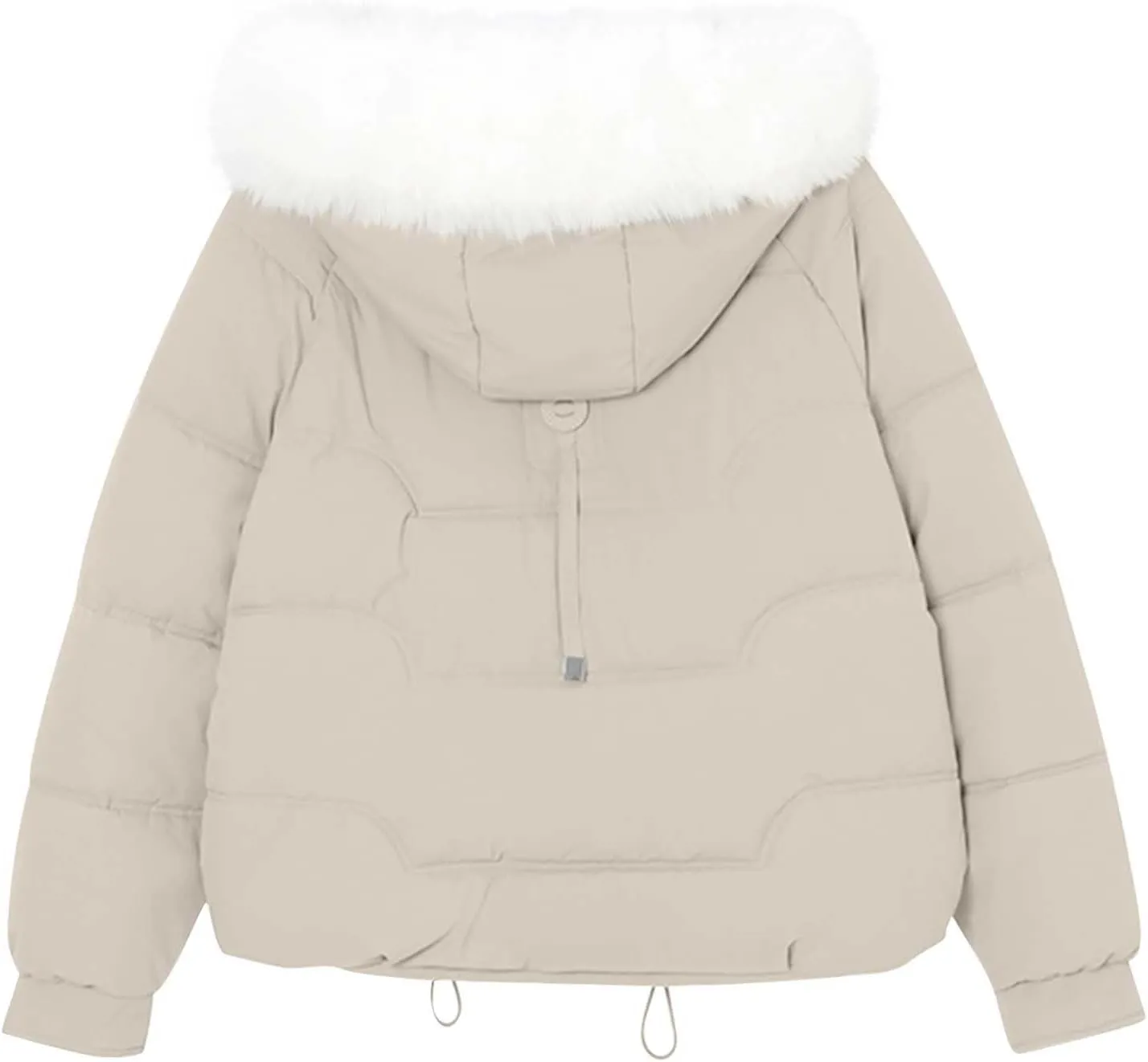 Warm Winter Coats for Women 2025 Trendy Plain Fur Hooded Puffer Jacket Down Coat Zipper Puffy Bread Jackets