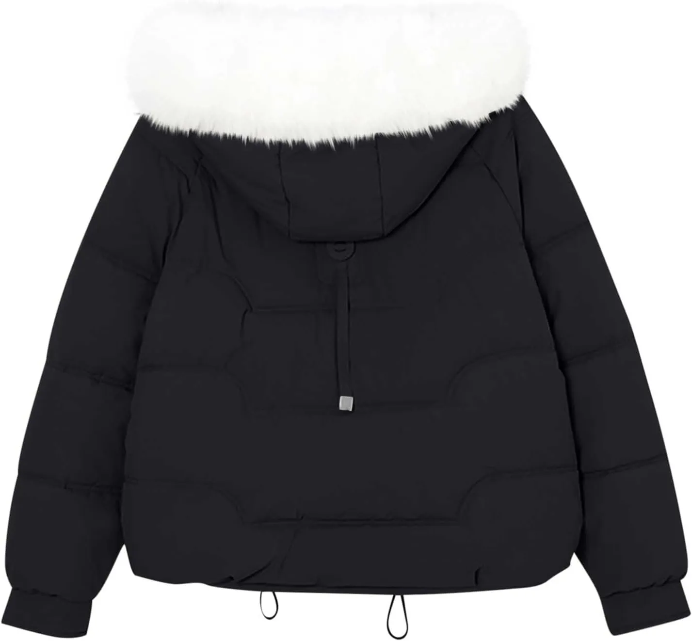 Warm Winter Coats for Women 2025 Trendy Plain Fur Hooded Puffer Jacket Down Coat Zipper Puffy Bread Jackets