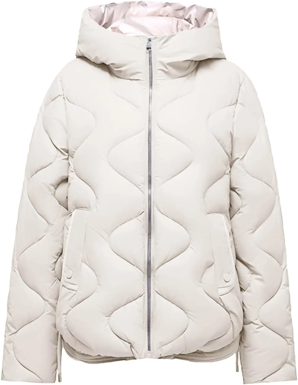 Winter Coats for Women 2024 Quilted Long Sleeve Zip Hooded Short Down Jacket Coats Warm Baggy Lounge Puffer Outerwear