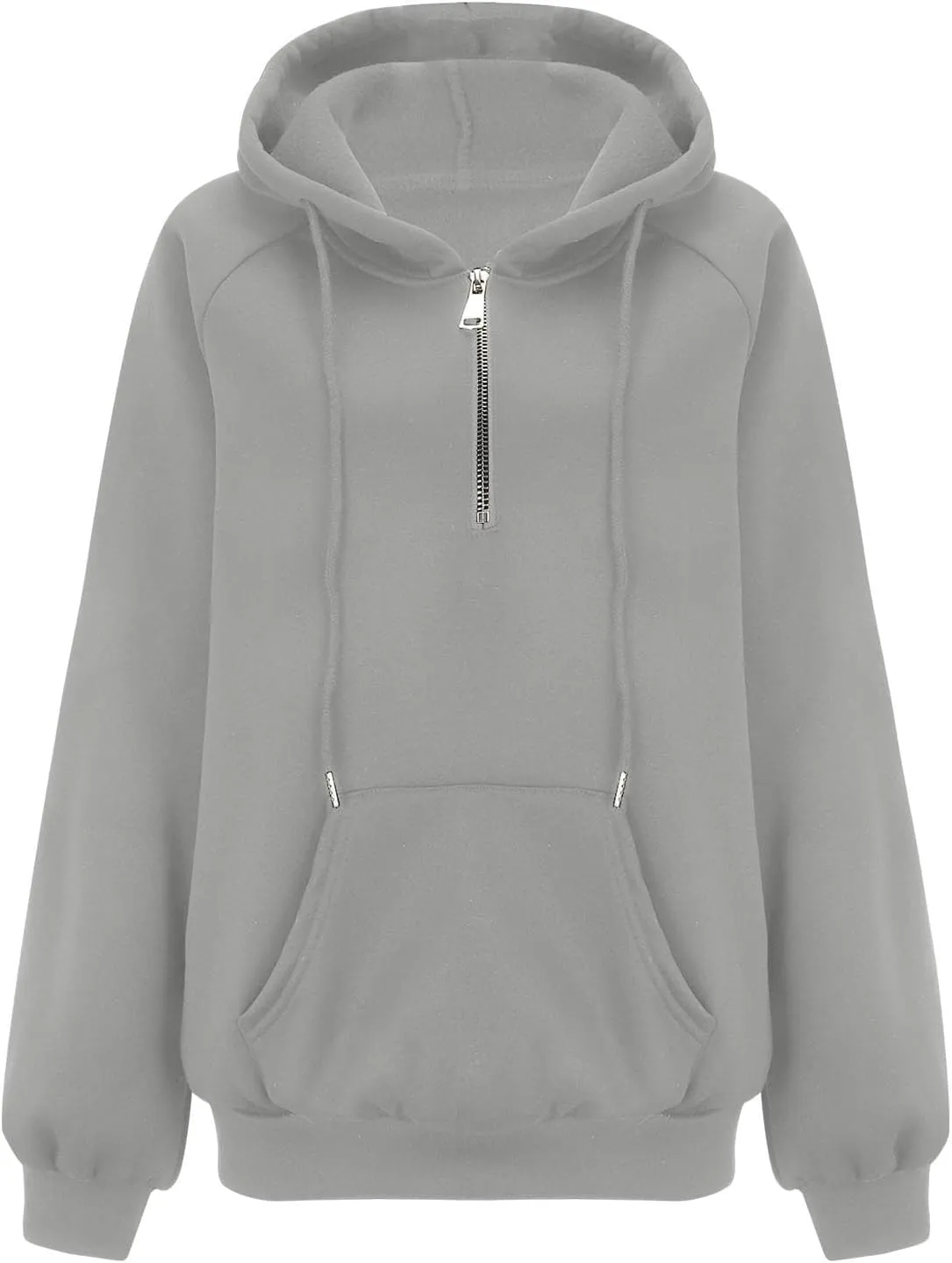 Winter Fleece Hoodie Women Oversized Half Zip Sweatshirts Long Sleeve Drawstring Quarter Zip Pullover with Pockets