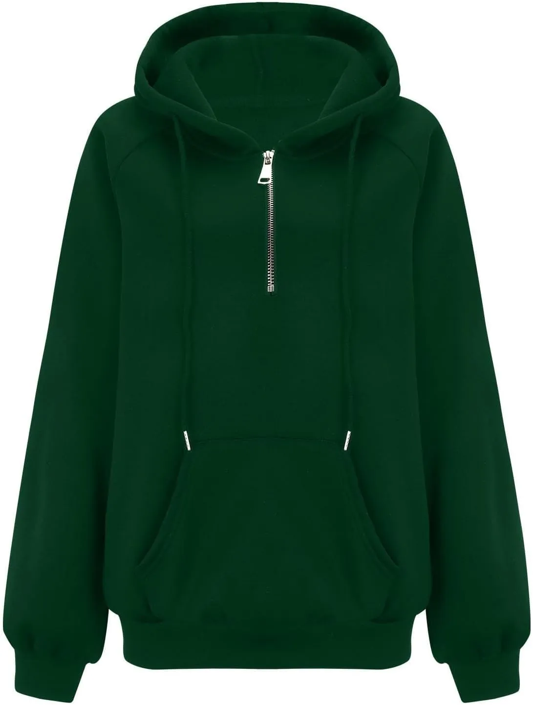 Winter Fleece Hoodie Women Oversized Half Zip Sweatshirts Long Sleeve Drawstring Quarter Zip Pullover with Pockets