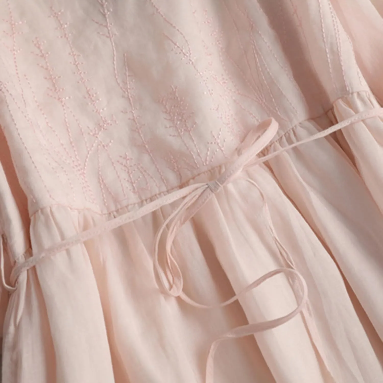 Women Bohemian Cotton Linen Dresses 3/4 Sleeve Maxi Long Dress Plain Classic Dresses Trendy Boho Dress with Belt