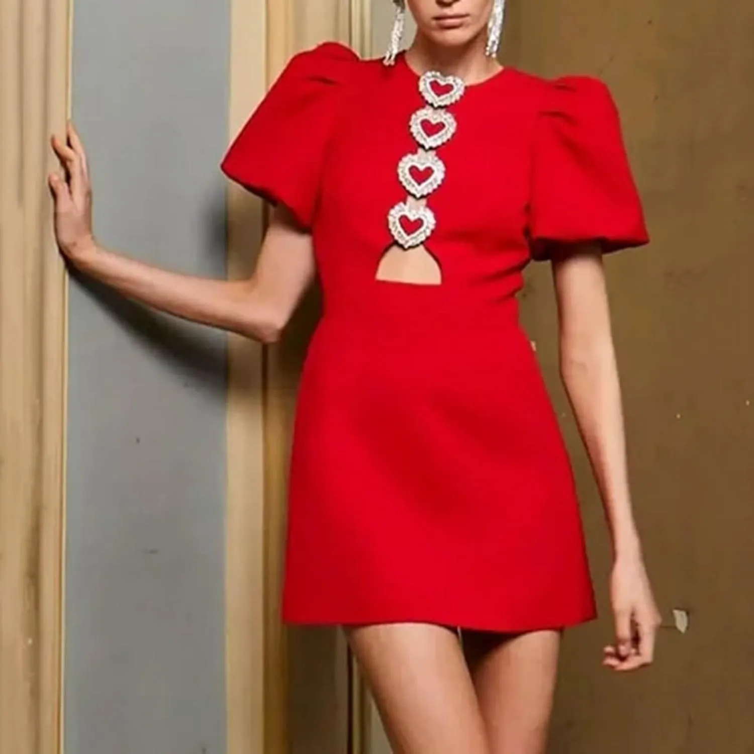 Women Hollow Out Bow Dress for O Neck Bodycon Dresses Female Party Elegant Sexy Slim Evening Formal Mini Dresses