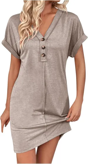 Women Loose Sleeveless Dress with Pocket, Summer Tunic Dresses Solid Comfort Sundress 2025 Trendy Casual Dress